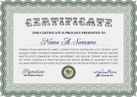 Certificate of achievement. Vector pattern that is used in currency and diplomas.With background. Nice design. 