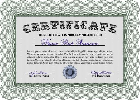 Sample Certificate. With guilloche pattern. Vector illustration.Good design. 