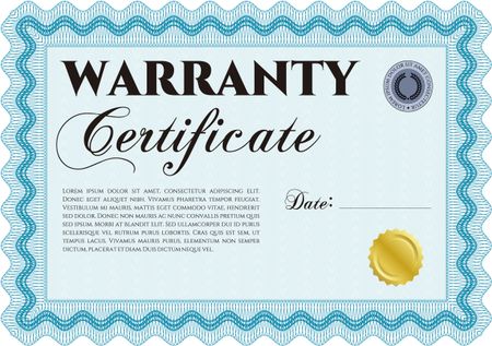 Template Warranty certificate. Easy to print. Complex frame. Retro design. 