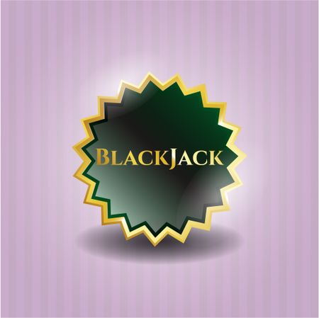 Blackjack gold shiny badge with pink background