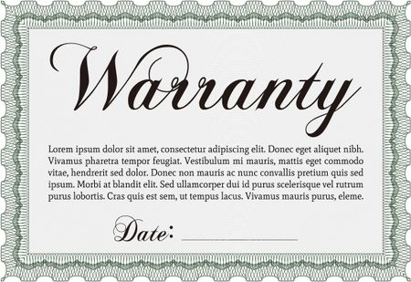 Sample Warranty template. With background. Complex design. Retro design. 