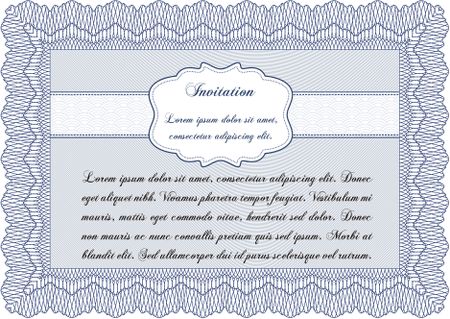 Formal invitation template. With complex background. Artistry design. Border, frame.
