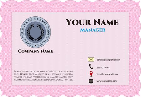 Pink retro business card template
