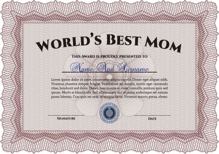 Red world's best mom award template