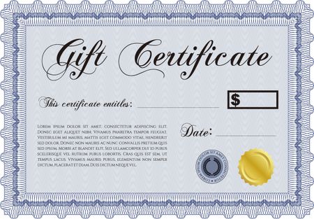 Retro Gift Certificate. With great quality guilloche pattern. Artistry design. Detailed.