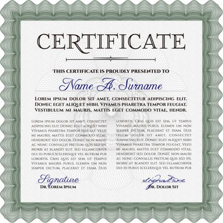 Certificate or diploma template. Superior design. With complex linear background. Diploma of completion.