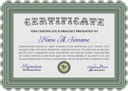 Sample Diploma. Vector pattern that is used in currency and diplomas.With background. Artistry design. 