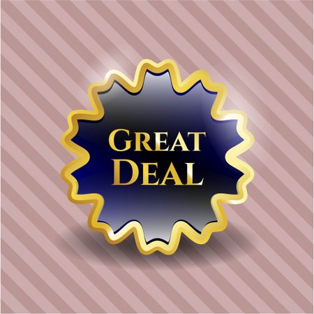 Great deal gold shiny badge with pink background
