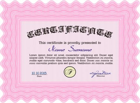 Certificate template. Border, frame.With quality background. Artistry design. 
