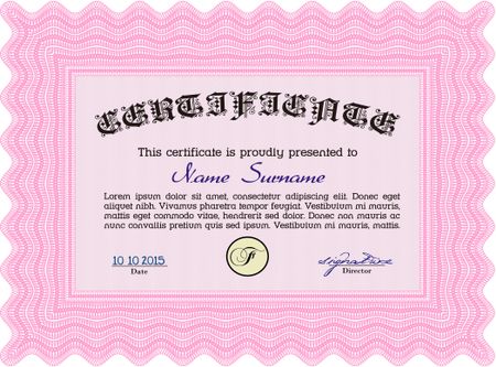 Certificate template. Border, frame.With quality background. Artistry design.