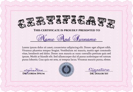 Sample Certificate. With quality background. Frame certificate template Vector.Complex design. 
