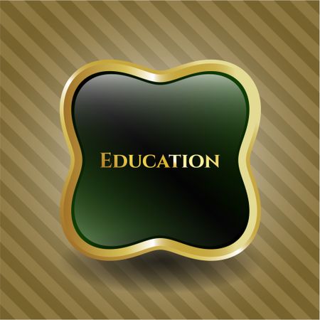Education green shiny badge