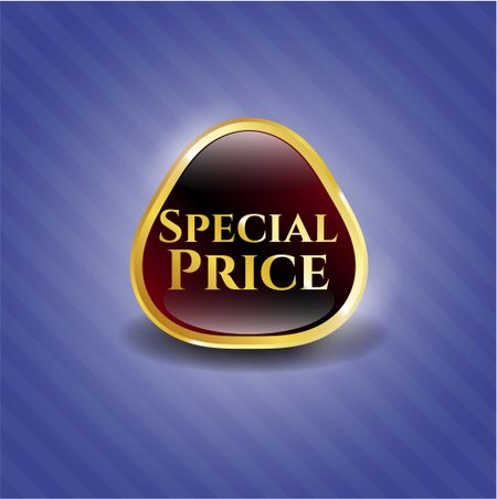 Special price gold shiny badge with blue background