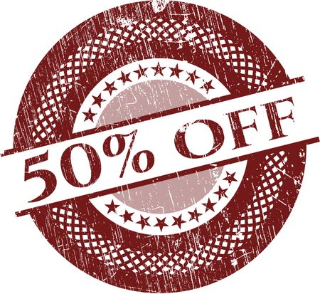 50% off red rubber stamp