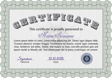 Diploma template or certificate template. With quality background. Vector pattern that is used in currency and diplomas.Retro design. 