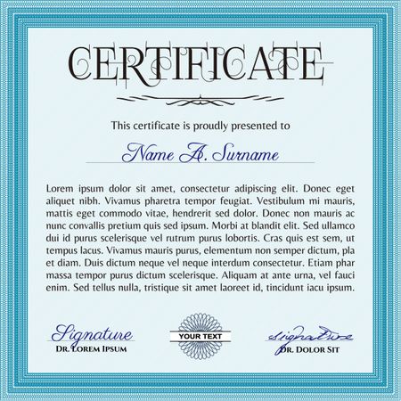 Certificate template or diploma template. Good design. Detailed.With guilloche pattern. 
