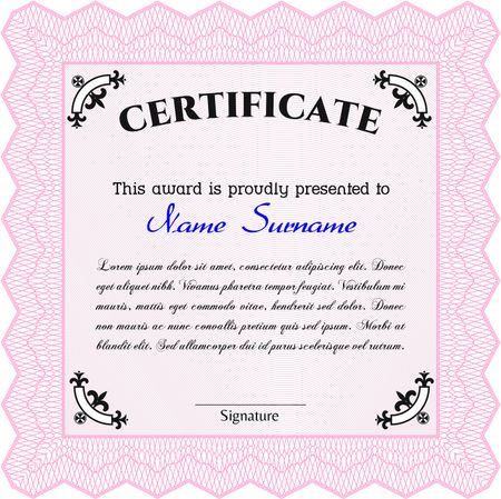 Certificate of achievement. Border, frame.Lovely design. Easy to print. 