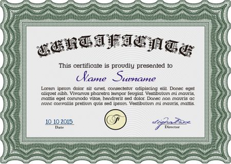 Sample Certificate. With complex linear background. Modern design. Vector certificate template.