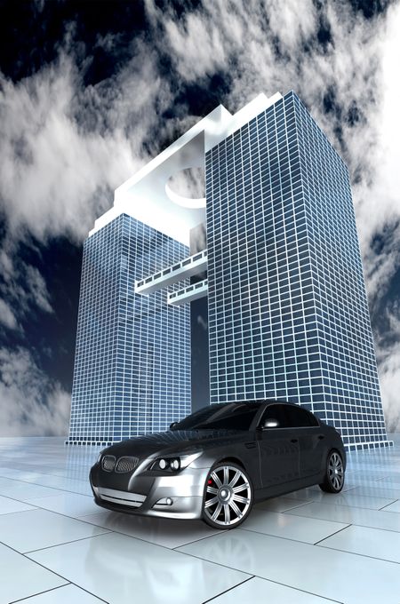 car in a corporate environment made in 3d