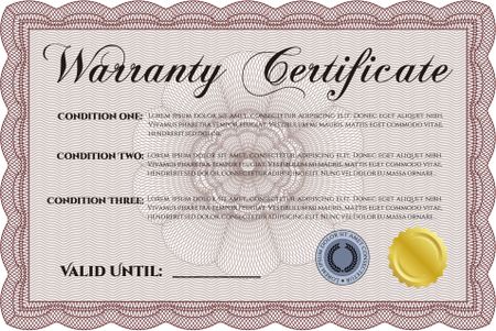 Warranty template. Vector illustration. Complex border. With complex background. 