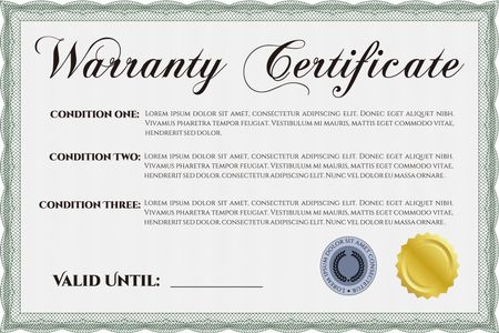 Warranty Certificate. Easy to print. Complex design. Retro design. 
