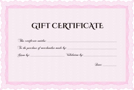 Formal Gift Certificate. Detailed.Lovely design. With guilloche pattern. 