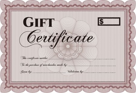 Gift certificate template. Detailed.With great quality guilloche pattern. Complex design.