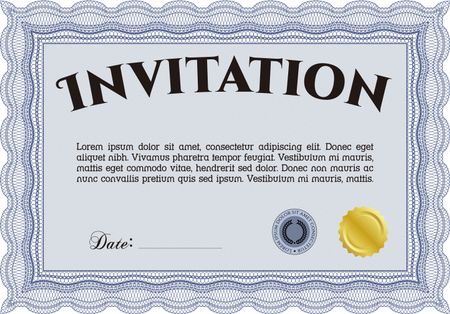 Formal invitation template. Border, frame.Easy to print. Sophisticated design. 