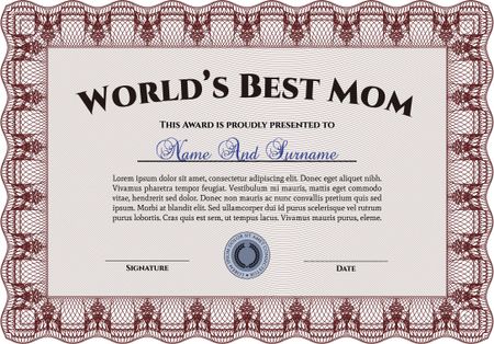 Red world's best mom award template