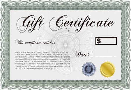 Gift certificate. Excellent design. Customizable, Easy to edit and change colors.With guilloche pattern. 