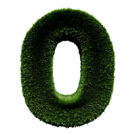 3D zero in grass texture isolated over a white background