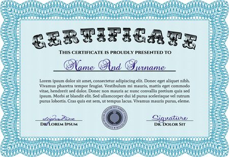 Certificate or diploma template. Easy to print. Vector illustration.Beauty design. 