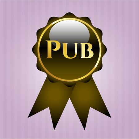 Pub shiny ribbon with pink background