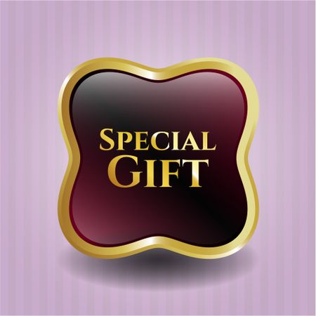 Special gift gold shiny badge with pink background