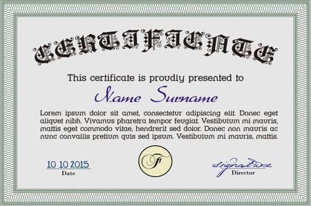 Certificate template. Border, frame.With quality background. Artistry design. 