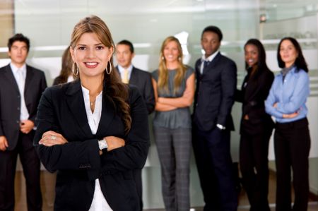 business woman and her team in an office