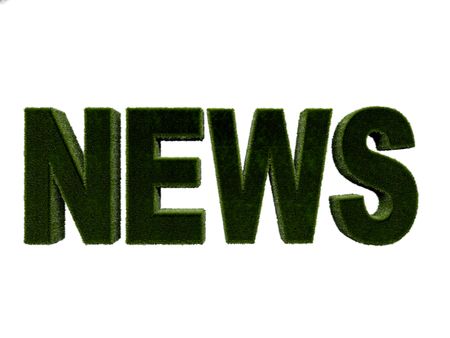 Word 'news' in grass texture isolated over white