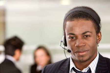 Customer services representative man in an office