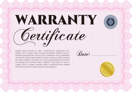 Warranty Certificate. Complex border. Easy to print. Very Detailed. 