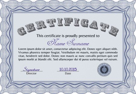 Diploma or certificate template. Beauty design. With background. Diploma of completion.