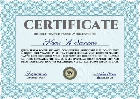 Certificate. With guilloche pattern and background. Elegant design. Detailed.