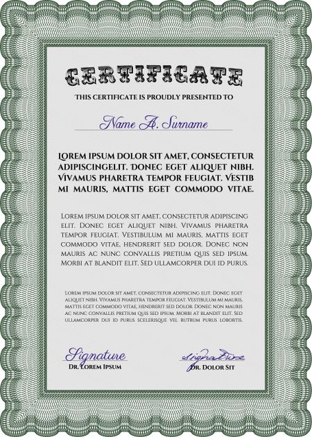 Certificate of achievement. Vector pattern that is used in currency and diplomas.With complex linear background. Good design. 