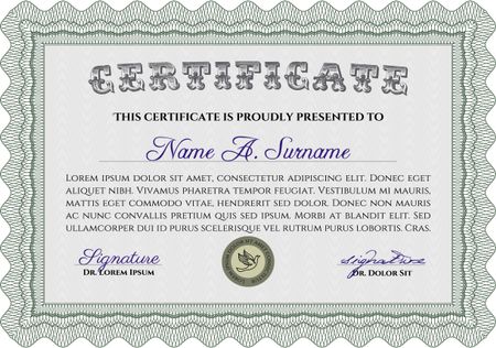 Certificate of achievement. Superior design. Complex background. Detailed.