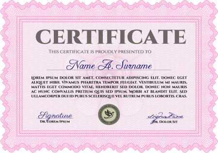 Sample certificate or diploma. Printer friendly. Money style.Good design.