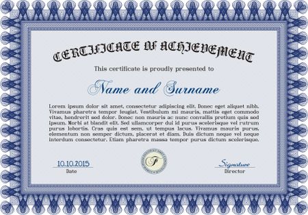 Diploma. Frame certificate template Vector.Cordial design. Printer friendly.