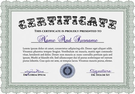 Diploma or certificate template. Frame certificate template Vector.With complex background. Superior design. 