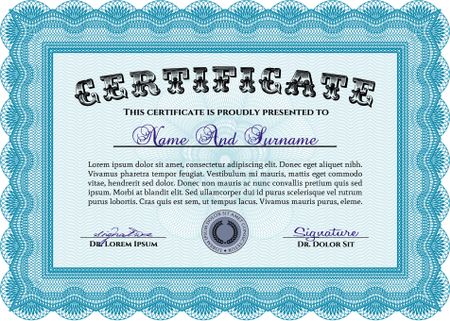 Diploma or certificate template. With great quality guilloche pattern. Vector pattern that is used in money and certificate.Lovely design. 