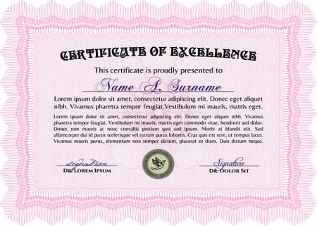 Sample Certificate. Retro design. With great quality guilloche pattern. Money style.