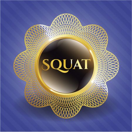 Squat gold shiny badge