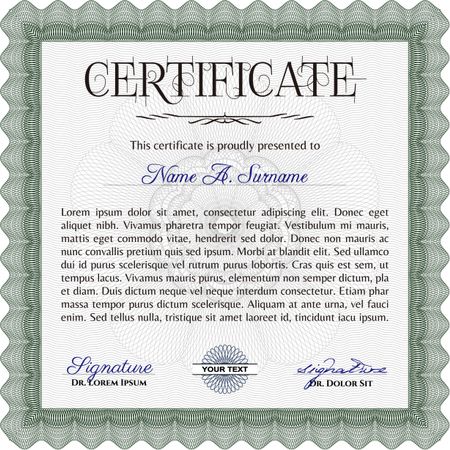 Certificate or diploma template. Vector pattern that is used in money and certificate.With background. Artistry design.